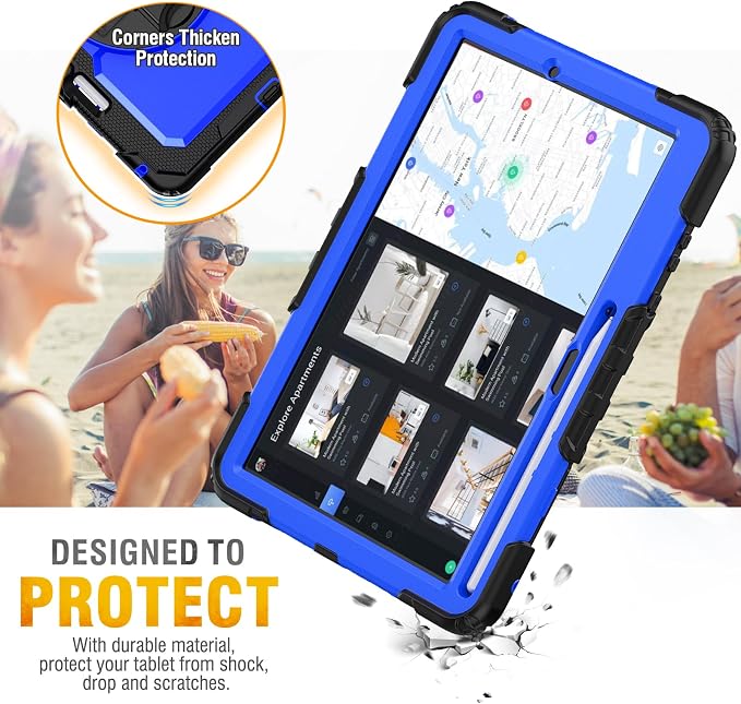HXCASEAC Case for Samsung Galaxy Tab S10+ Plus / S9 Fe+ / S9+ 5G 12.4 inch Protective with Screen Protector/S Pen Holder/ 360 Rotating Stand Hand Strap - Black