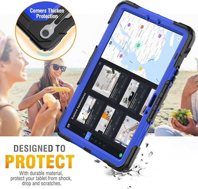 HXCASEAC Case for Galaxy Tab S10 FE / S9 FE 5G 10.9 inch, Shockproof Design with Screen Protector, 360° Hand Strap Stand, S Pen Holder, Heavy Duty Protective Samsung S9 FE / S10 FE Tablet Case, Blue