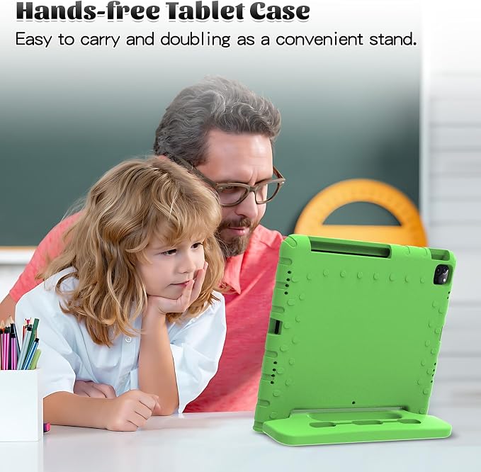 Heavy Duty Kids Case for Samsung Galaxy Tab S7 FE/S7 Plus/S8 Plus 12.4 inch | Rugged Protection Cover for Galaxy Tab S8+/Tab S7 FE/S7+ 2022/2021/2020 with S-Pen Holder Handle StandEVA Foam Rose Red