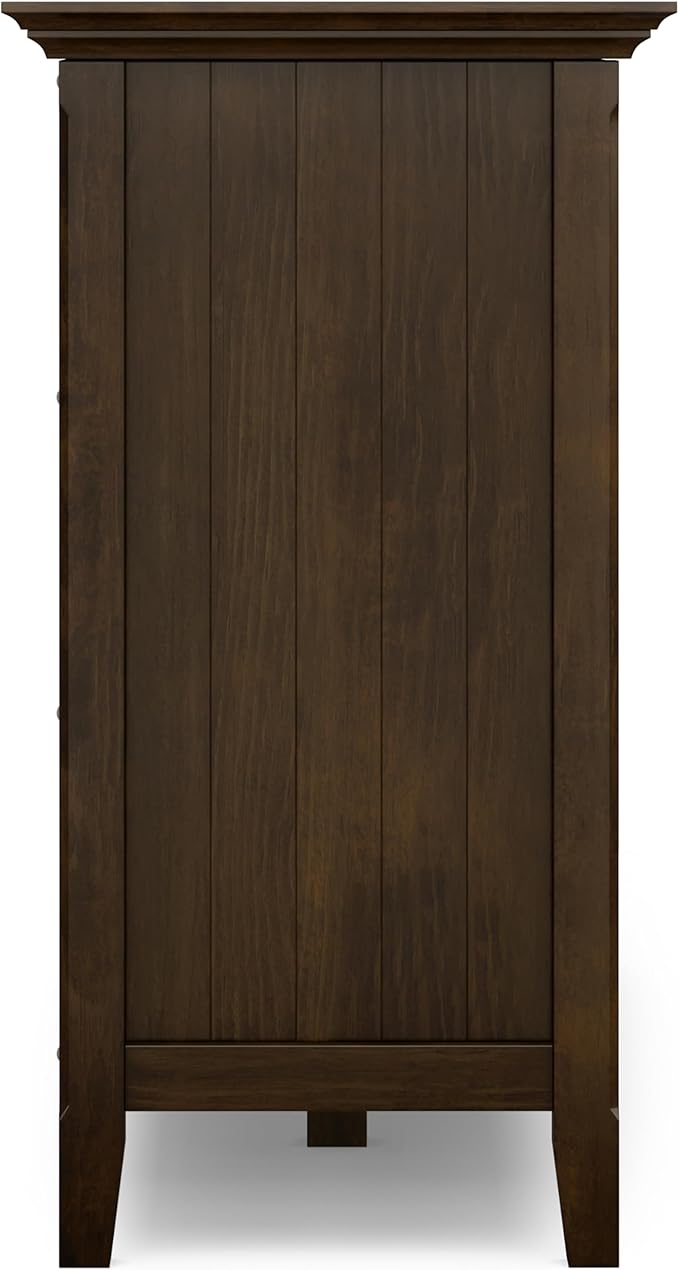 SIMPLIHOME Bedford Storage Cabinet - 62 inch Wide Solid Wood Sideboard Cabinet in Dark Tobacco Brown, Transitional Buffet for Living Room, Dining Room, or Entryway with Glass Doors and Shelves