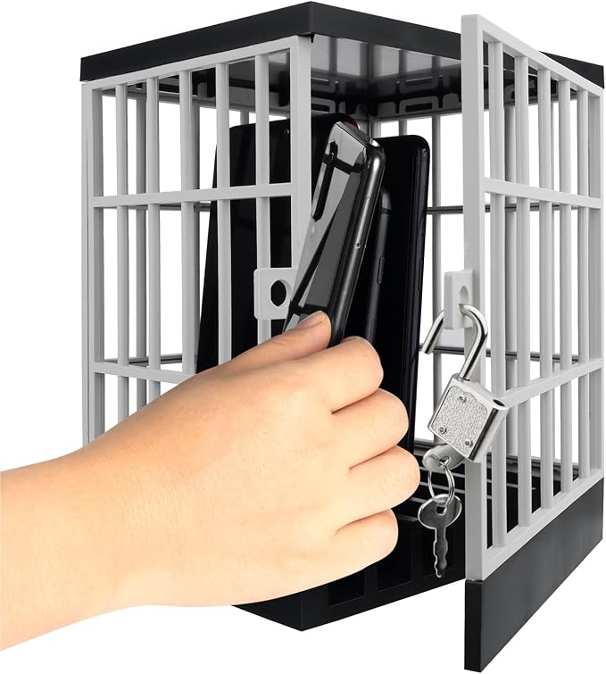 Gemaxvoled Cell Phone Jail Lock Box Mobile Phones Prison Lockable Cage for Classroom Family Time Party