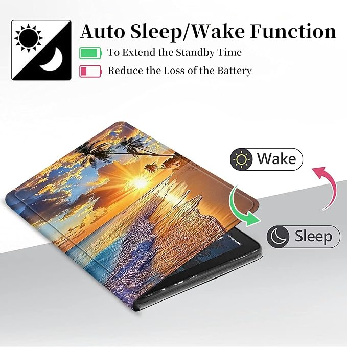Case for iPad (A16) 11th Generation 11 Inch 2025/ iPad 10th Generation 10.9 Inch 2022 CaseHybrid Slim Multi-Angles Stand Auto Wake/Sleep Cover-Beach Sunset