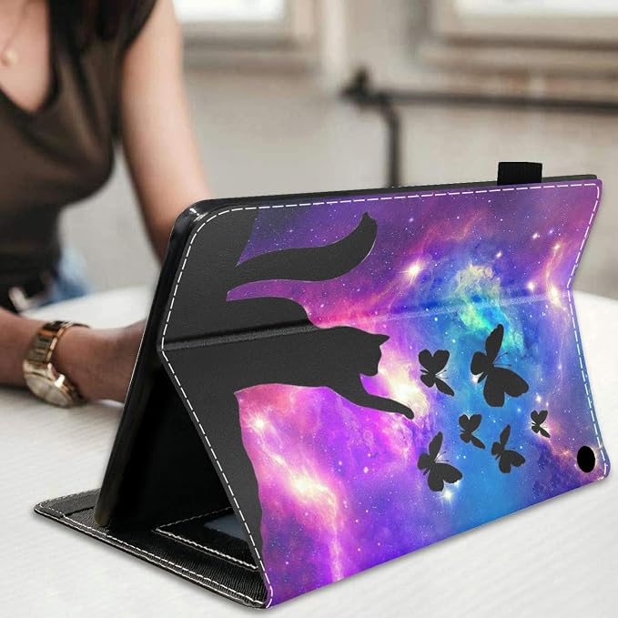 Case for All-New Amazon Kindle Fire 7 Tablet (7 Display 12th Generation 2022 Release) Premium PU Leather Stand Cover with Smart Auto Wake American Flag and Cross