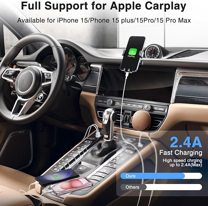 Car Carplay Cable for iPhone 16 15 Pro Max 15 Plus Car Charger 6FT USB to USB C Cable for Car Charger Adapter Carplay USB C Cord Accessories Charging for iPad 10th Gen/iPad Pro Air 5th-DarkBlue