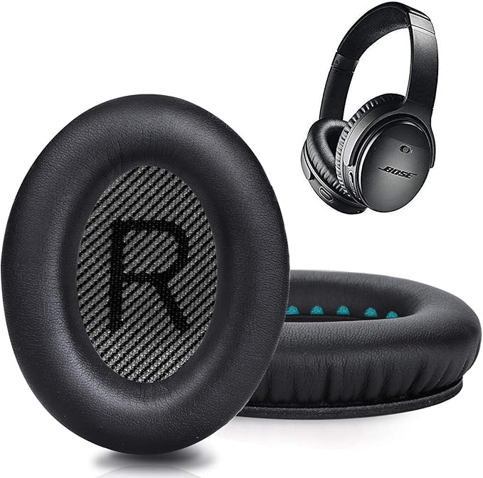 Premium Replacement Ear Pads for Bose QC35 & QC35ii Headphones Made by GEVO- Comfortable Adaptive Memory Foam and Extra Durable - Fits QuietComfort 35 & 35ii / SoundLink 1&2 AE（Over-Ear） (Black)