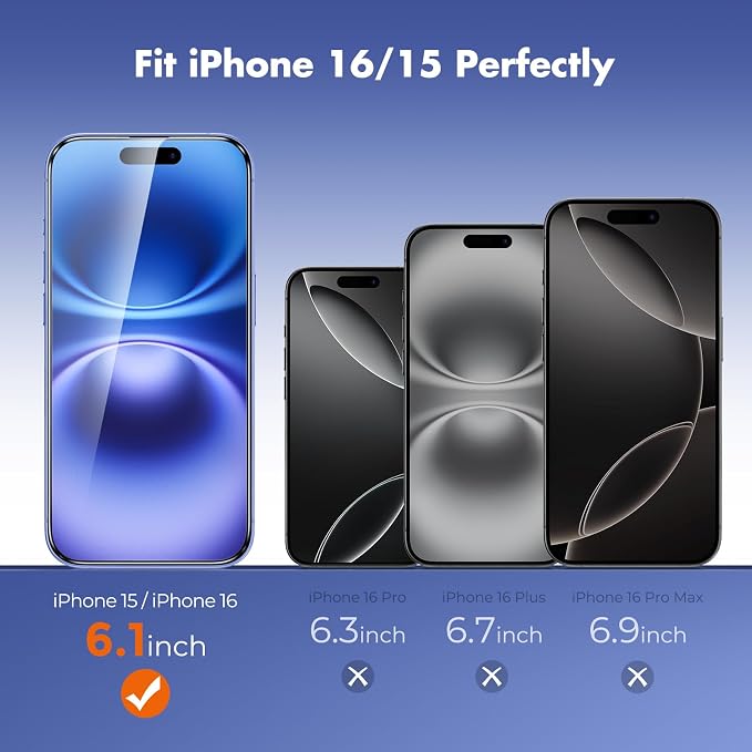 UNBREAKcable 3-Pack Screen Protector for iPhone 15 Double Shatterproof Tempered Glass [Easy Installation Frame] [99.99% HD Clear] [9H Hardness] [Full Coverage] [Case Friendly] for Apple 15 6.1 inch