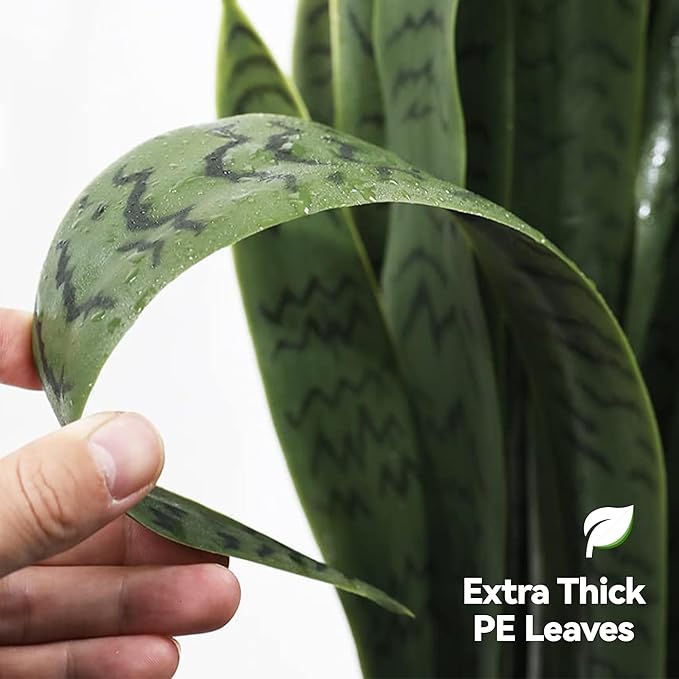 Solution4Patio 3ft Artificial Sansevieria Trifasciata Prain, Tropical Faux Snake Plant, Fake Mother in Law Tongue Plants, Greenery Realistic Houseplant for Home Office Corner Outdoor/Indoor Decor