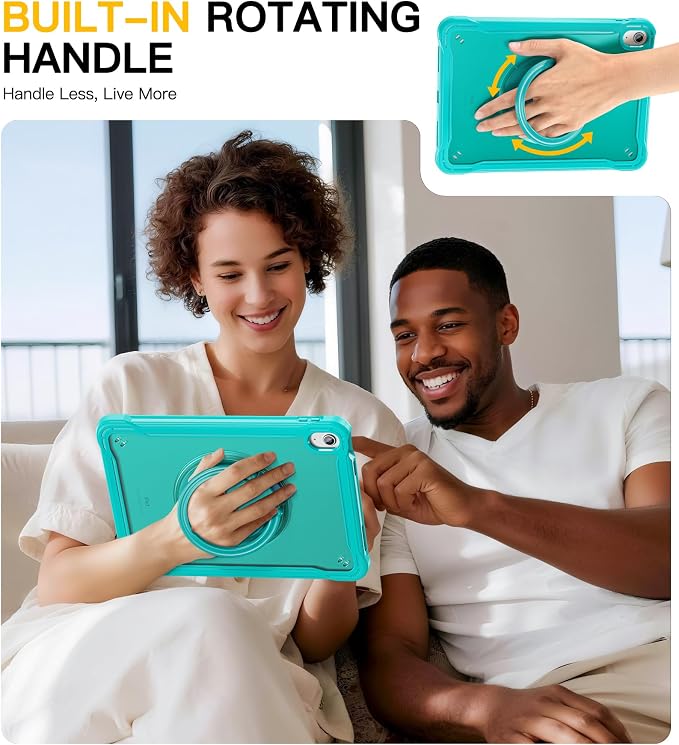 BRAECN for iPad (A16) 11th/10th Generation Case 11 inch 2025/10.9'' 2022 Handle Protective Cover 360 Rotating Ring Stand Shockproof Dropproof Case for Kids Kickstand &amp Pencil Holder &amp Shoulde