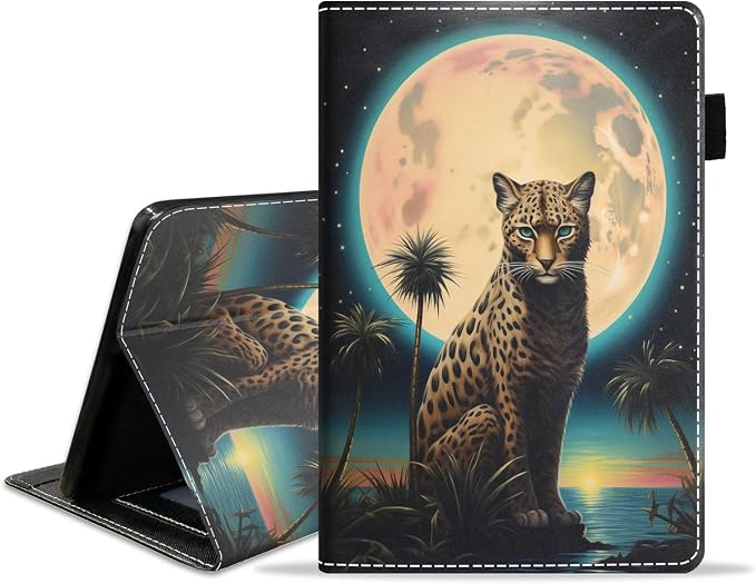 Case for Amazon Fire HD 8/HD 8 Plus Tablet (8 12th/10th Generation 2024/2022/2020 Release) Slim PU Leather Stand Folio Cover with Auto Wake Sleep African Woman Wolf
