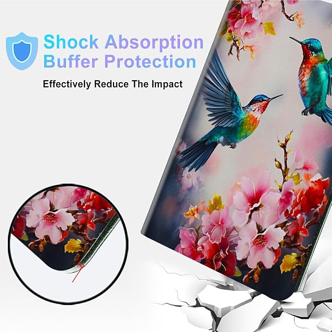for Microsoft Surface GO 3/GO 2 Case with Adjustable Stand &amp Auto Wake/Sleep PU Leather Slim Smart Protect Cover - African Women Red Hair