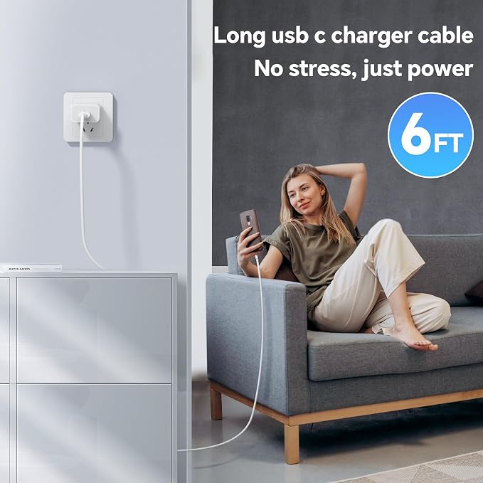 Fast Charger for i Phone Charging [MFi Certified] for i.Phone Charger 3.0 PD USB C Charger with 6FT USB C to for Liightning Cable Compatible with Phone 14/13/12/11/Pad White…