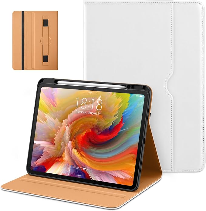 DTTO for iPad Pro 13 Inch Case (M5) 2025 / (M4) 2024 Brown | Premium Leather Business Cover with Pencil Holder Hand Strap &amp Pocket Corner Protection Auto Sleep/Wake Multiple Angles