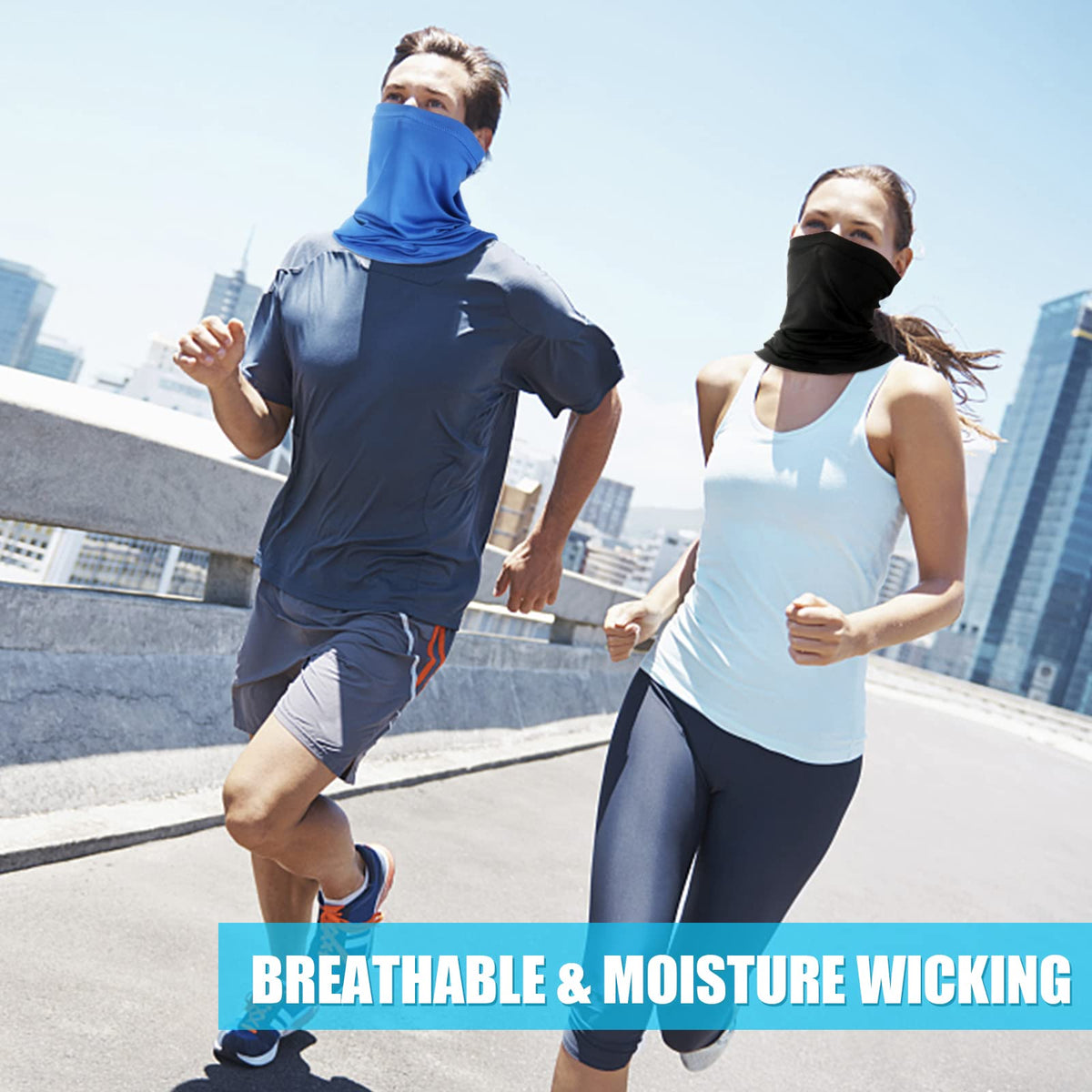 Fivali 4 Pack Neck Gaiter Face Mask: Cooling Windproof Breathable Bandana