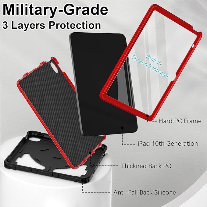 Nitupai Case for iPad 10.2 Case iPad 9th / 8th / 7th Generation Gen Case Heavy Duty Shockproof Rugged Protective Cover 10.2 Inch with Stand Black+Black