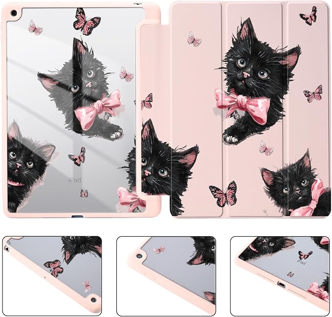 Joyland Leopard Print for iPad 10th Generation Case 10.9 inch 2022/iPad (A16) 11th Gen 11 2025Built-in Pencil Holder with Shockproof Cover Clear Transparent Back Shell Auto Wake/SleepBlack