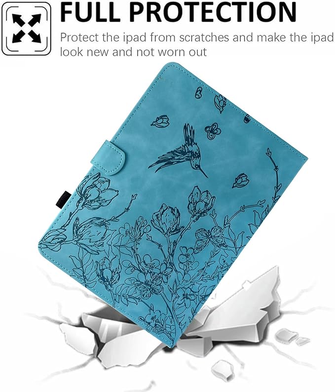 Case for iPad 9th/8th/7th Generation iPad 10.2 Case (2021/2020/2019 Model iPad 9/8/7 Case) PU Leather Folio Folding Stand Cover for iPad 10.2 inch Auto Wake/Sleep Hummingbird