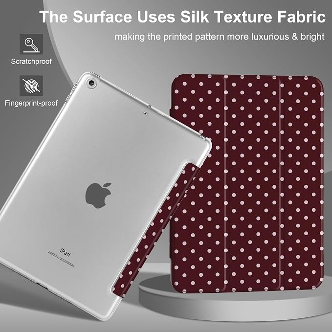 Compatible with iPad 10.2 Inch Case 2021 2020 2019 Smart Lightweight Trifold Stand Hard Plastic Transparent Cover Support Auto Sleep/Wake for iPad 10.2 9th/8th/7th Gen - Bear &amp Cherry