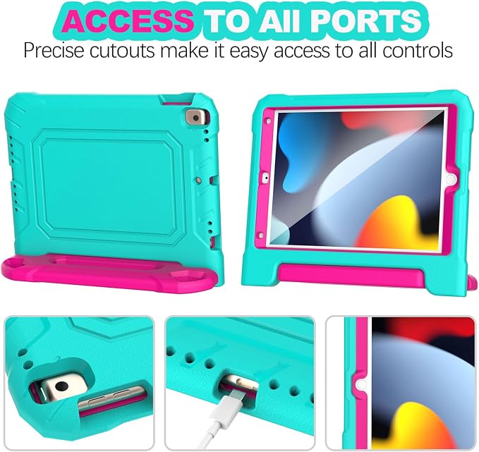 YIHE Kids Case for iPad 10.2 9th/8th/7th Gen Pro 10.5 &amp Air 3 BlackBlue | Full Body Shockproof Protective Cover Handle Stand Built-in Screen Protector Fun Colors