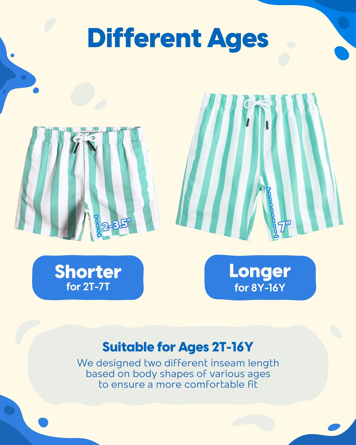 maamgic Boys Swim Trunks Toddler Swim Shorts Little Boys Bathing Suit Swimsuit Toddler Boy Swimwear,Stripe Greenwhite,3 T