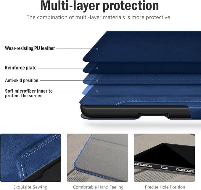 Antbox Case for iPad Air 11-inch M4/M3/M2 (2026/2025/2024) iPad Air 5th/4th Generation 10.9'' Vegan Leather with Pencil Holder Typing Angle Auto Sleep/Wake Muti-Stand (Black)