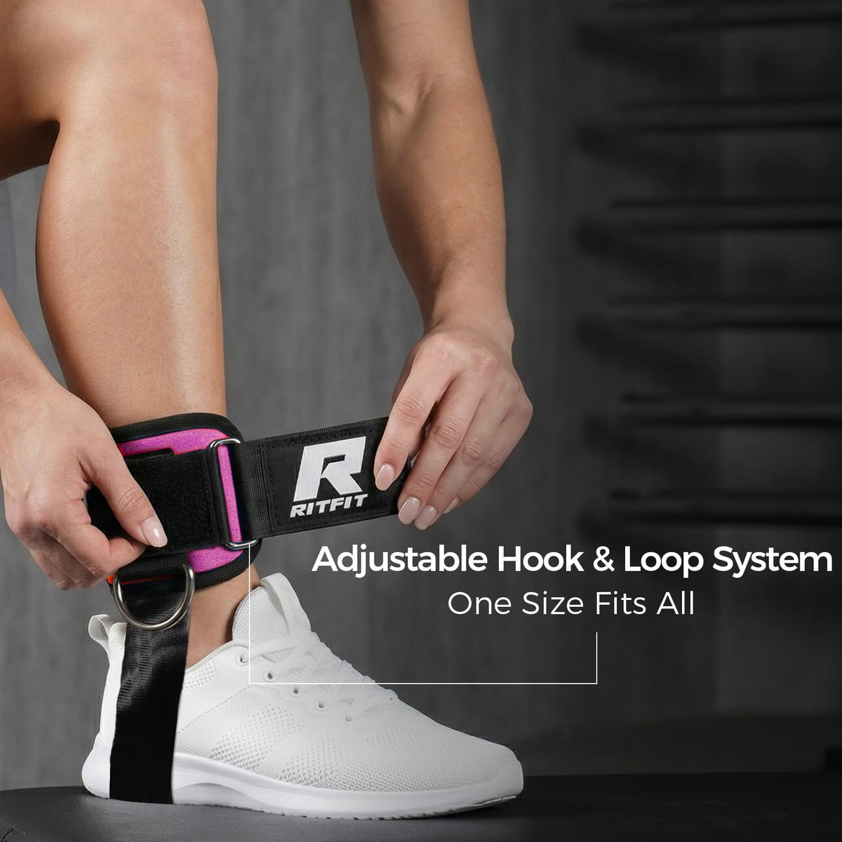RitFit Padded Ankle Straps with 3 D-Rings for Cable Machine Workouts