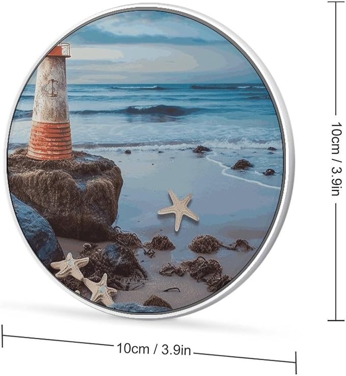 Starfish Lighthouse Beach Wireless Charger 10W Fast Charging Pad Anti-Slip Qi Certified Wireless Charging Pad Charging Station Portable Phone Charger for All Wireless Charging Smartphone