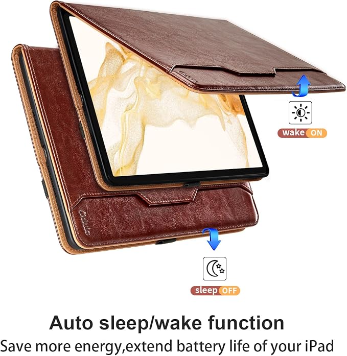 Case for Samsung Galaxy Tab S8 Plus 2022 /S7 FE 2021 /S7 Plus 2020 12.4 Inch - PU Leather Folio Case with S Pen Holder and Pocket Auto Wake/Sleep Smart Tablet Cover Brown