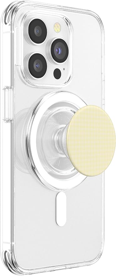 Butter Yellow Gingham Pattern Cute Plaid Aesthetic PopSockets Adhesive PopGrip