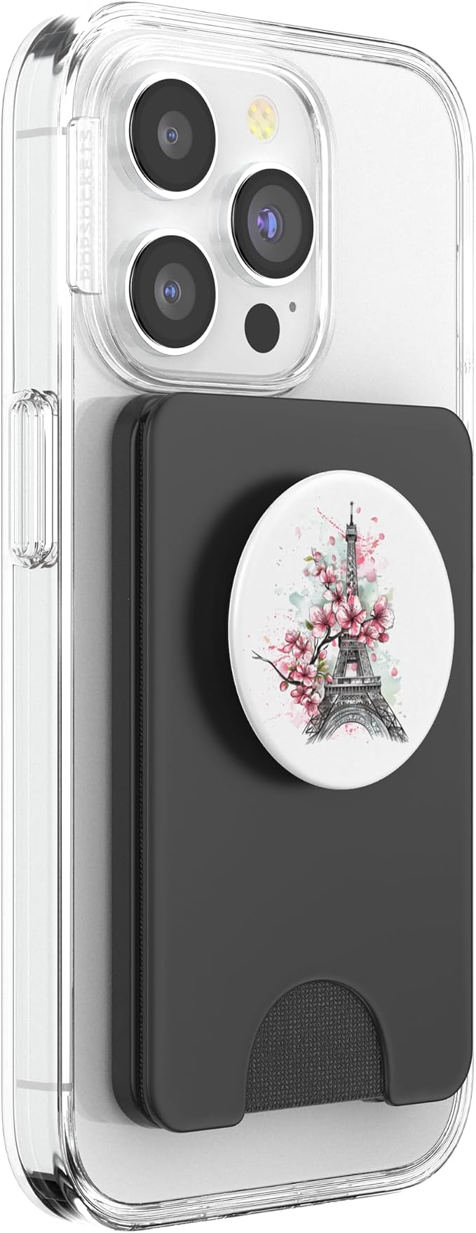 Paris France Eiffel Tower Cherry Blossom Floral Souvenir PopSockets PopGrip for MagSafe