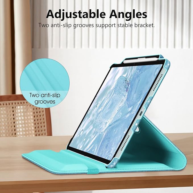 Fintie Rotating Case for iPad Air 13-inch M4/M3/M2 (2026/2025/2024) | 360° Swivel Stand Landscape &amp Portrait Viewing Shockproof Protective Cover Pencil Holder Auto Sleep/Wake Black