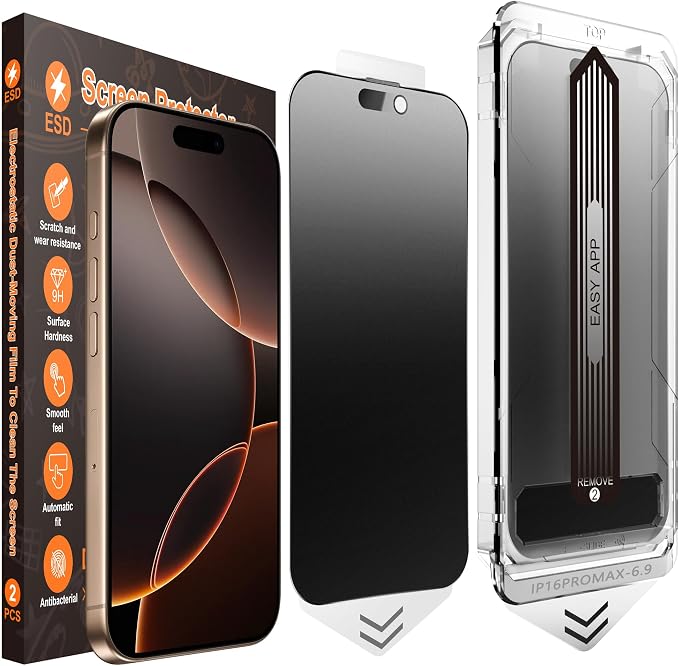 [2-Pack Matte Tempered Glass Screen Protector for iPhone 15 Pro Max Anti-Fingerprint &amp Oil Resistant Smooth as Silk 9H Hardness Bubble-Free Case Friendly 6.7-Inch