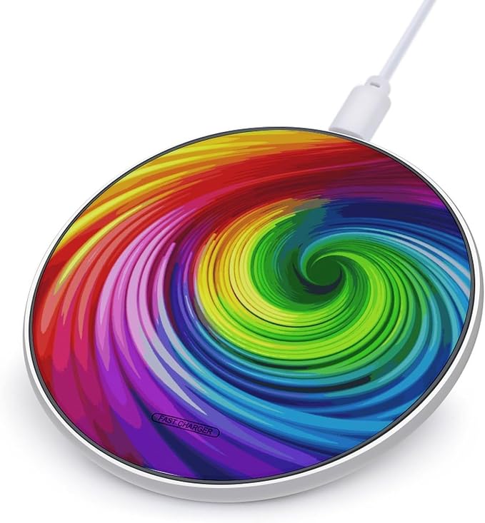 Rainbow Spiral Wireless Charger 10W Portable Fast Wireless Charging Pad Compatible with Phone Slim Charging Station Lightweight Charger Mat Charging Block for Travel Home Office