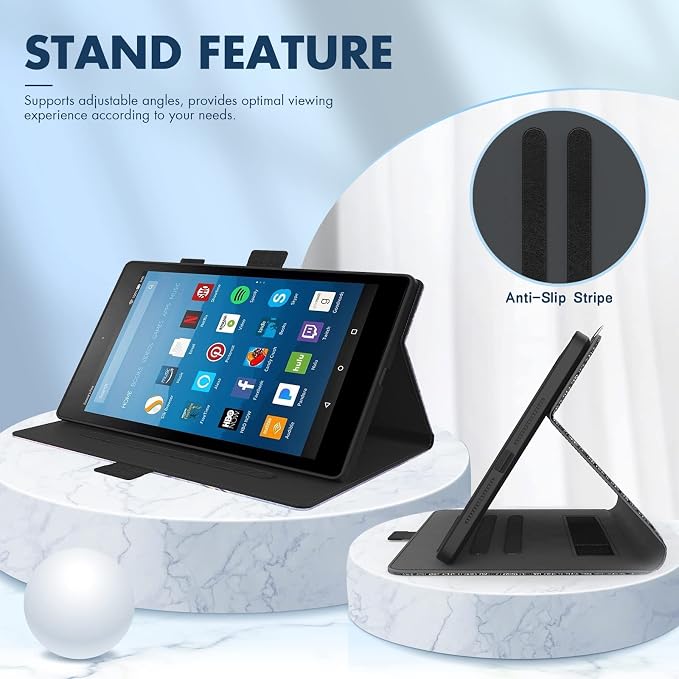 Dteck for Fire HD 8 Tablet Case (8th/7th/6th Generation-2018/2017/2016 Release) 8 Slim Folio Case with Auto Sleep Wake &amp Stand Function with Hand Strap Protective PU Leather Cute Cover Colorf