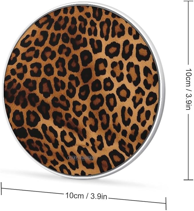 Cool Cheetah Leopard Wireless Charger 10W Qi-Certified Fast Wireless Charging Pad with USB Cable &amp LED Indicator Fashion Charger Mat Portable Charging Station for All Qi-Enabled Phones