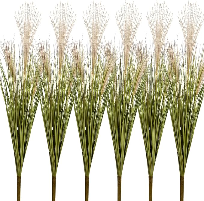 Melorca&Guilla Artificial Plants 6PCS 31.5“ Fake Tall Grass,Faux Plant,Tall Onion Faux Grass Plants,Artificial Greenery Shrubs Bushes for Garden Porch Window Box Shop Office Home Décor