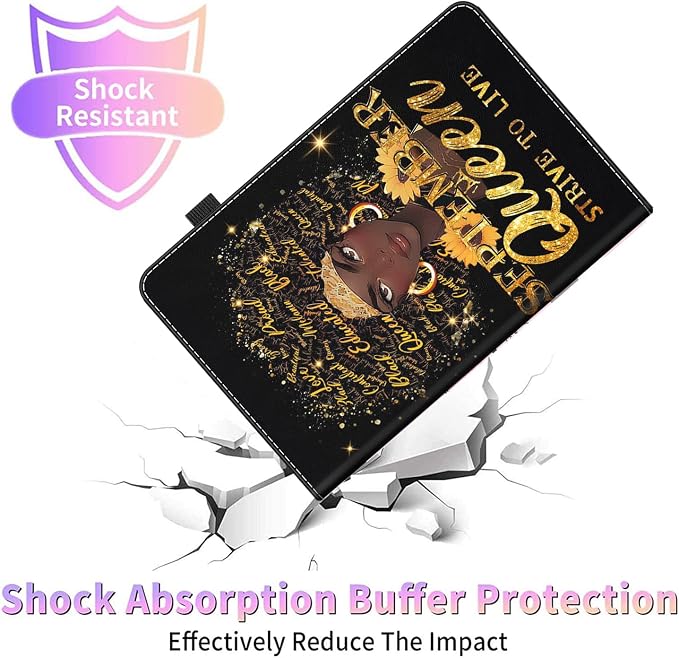 Case Fits All-New Amazon Kindle Fire HD 10 &amp 10 Plus Tablet (13th/11th Generation 2023/2021 Release) 10.1 Durable Shockproof Protective Cover with Auto Wake/Sleep，Black Woman Queen Afro Design