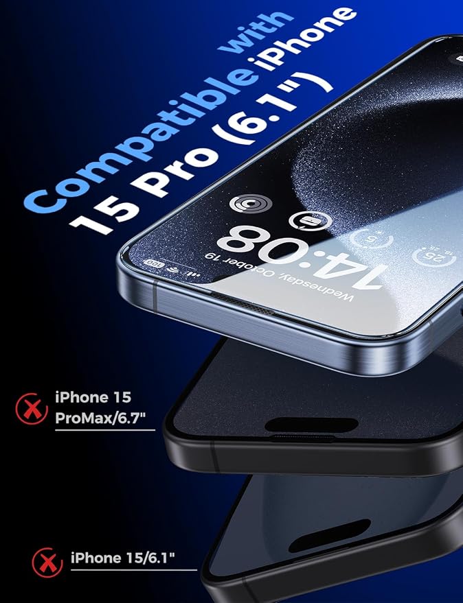 MAGIC JOHN 2 Pack for iPhone 15 Pro (6.1 inch) Tempered Glass Screen Protector Auto Dust-Elimination Installation Bubble Free Dynamic Island Compatible HD Clear Easy Installation