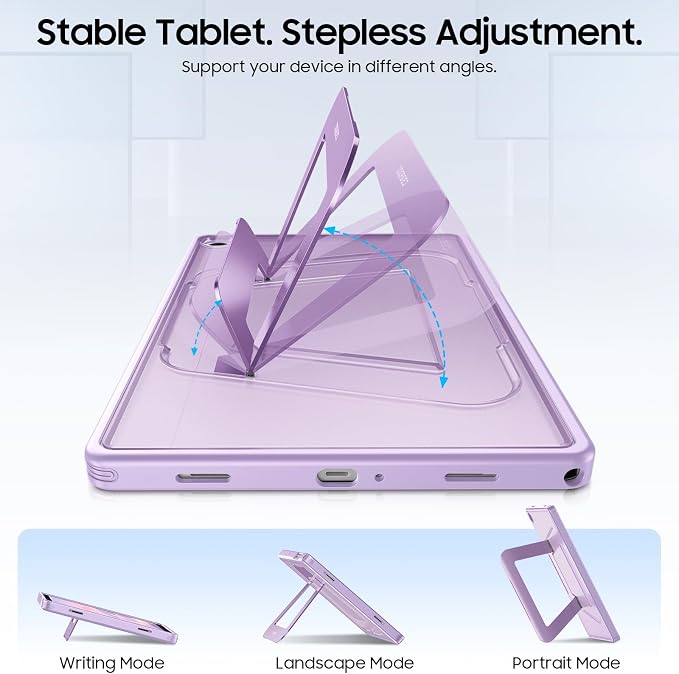 Fintie Multi-Angle Kickstand Case for Samsung Tab A11+/A9+ 11 in Black | Dual-Axis Aluminum Stand PC &amp TPU Protection Slim Frosted Hard Cover with Anti-Scratch Surface Stable Viewing Angles