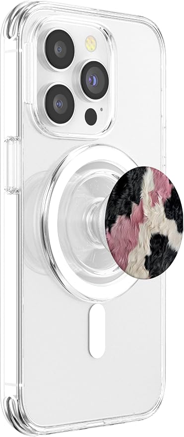 Cow Print Cowhide Pink Cool Moo Farm Animal Lovers PopSockets PopGrip for MagSafe