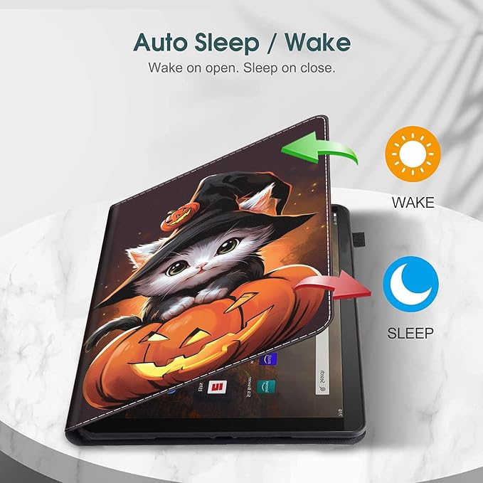 Case for All-New Amazon Fire HD 10 and 10 Plus Tablet (13th/11th Generation 2023/2021 Release) 10.1 Multi-Angle Smart Stand Cover Auto Sleep/Wake Skull and Fire