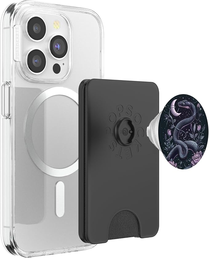 Vintage Snake Purple Flower Witchy Moon Phases PopSockets PopWallet for MagSafe