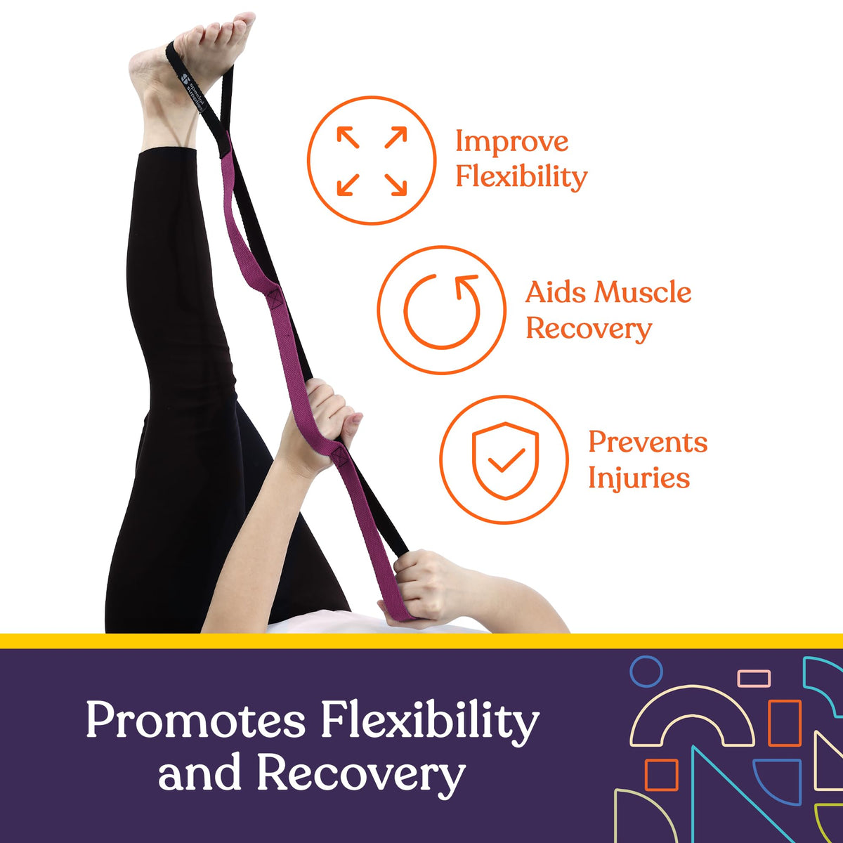 SPECIAL SUPPLIES Yoga Strap for Stretching, Stability Training, Fitness, Flexibility, Physical Therapy, Home Workout Equipment, Strength Training, and Pilates (Purple)