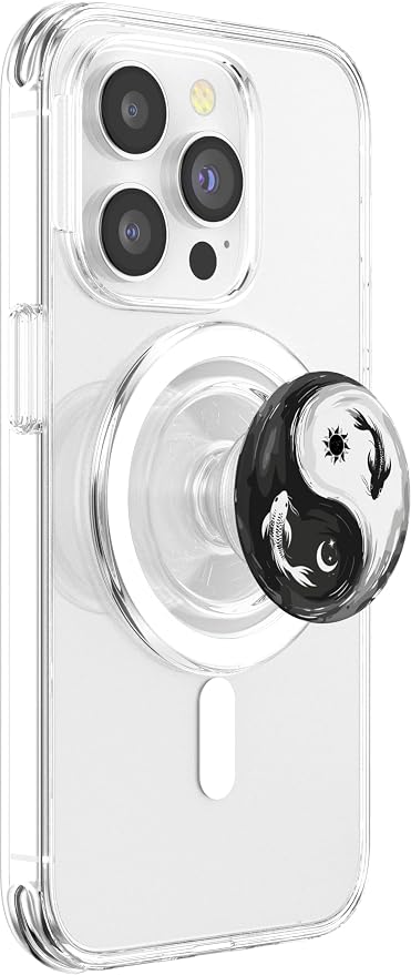 Black White Yin Yang Koi Fish Japanese Balance Art Pattern PopSockets PopWallet for MagSafe