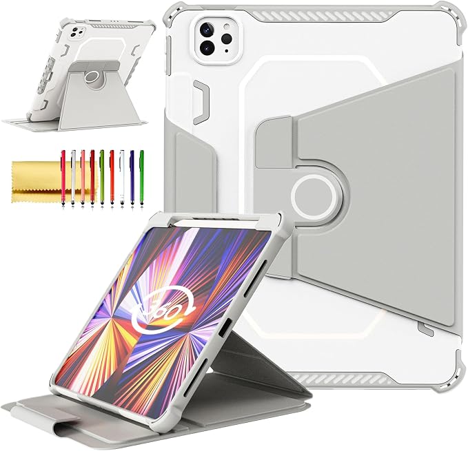 Kids Case for iPad Pro 11 M5/M4 &amp iPad Air 11 (2026/2025/2024) Shockproof Case with Pencil Holder Techcircle Light EVA Foam Handle Stand Bumper Protective Child Friendly Drop Proof Cover Black