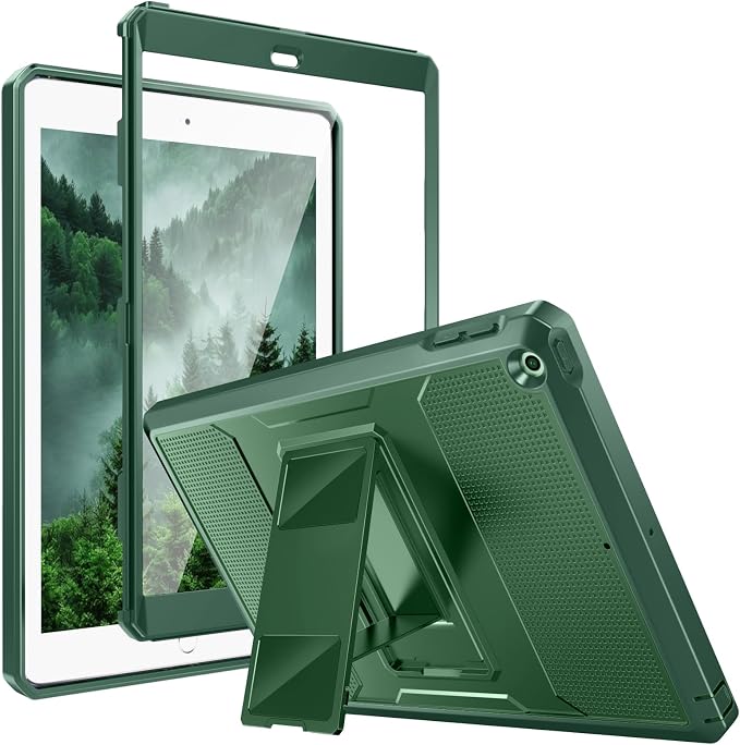 MoKo Shockproof Case Fit 2018/2017 iPad 9.7 6th/5th Generation Black | Heavy Duty Shockproof Full Body Rugged Hybrid Cover with Built-in Screen Protector for Apple iPad 9.7 Inch 2018/2017