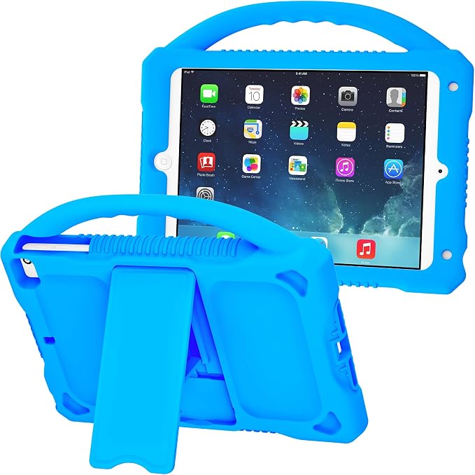 Kids Case for iPad mini 5 4 3 2 1Shockproof Protective Silicone Cover for Apple 7.9 inch Kids iPad mini/Mini 2/Mini 3/Mini 4/Mini 5 Case with Stand Handle (Blue)