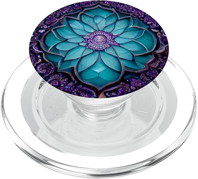 Teal Purple Mandala Pattern PopSockets Adhesive PopGrip