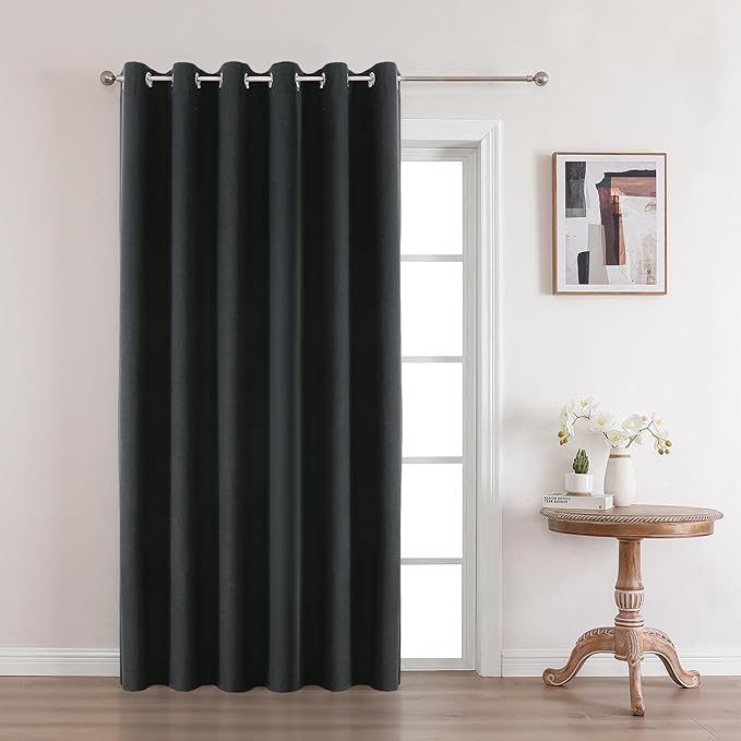 Joydeco Custom Charcoal Grey Textured Total Blackout Curtain for Bedroom and Living Room. Grommet Textured Thermal Insulated Room Darkening Curtain 1 Panel (Custom Size and Color)