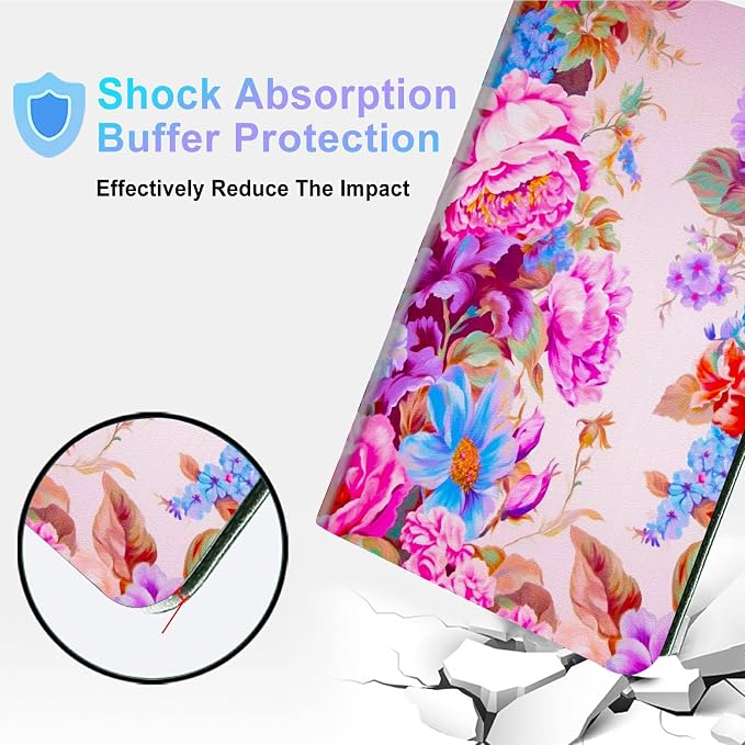 for Microsoft Surface GO 3/GO 2 Case with Adjustable Stand &amp Auto Wake/Sleep PU Leather Slim Smart Protect Cover - African Women Red Hair