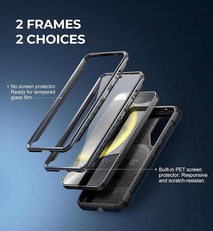 Dexnor Magnetic Case for Samsung Galaxy S24 Case with Kickstand &amp 2 Front Frames Built-in Screen Protector Compatible with Magsafe Rugged Shockproof Full-Body Protective Cover for Galaxy S24Gr